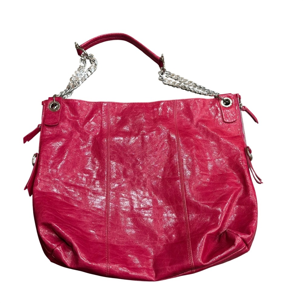 Gianni Chiarini Magenta Pink Crinkled Patent Leather ChainBag Made in Italy